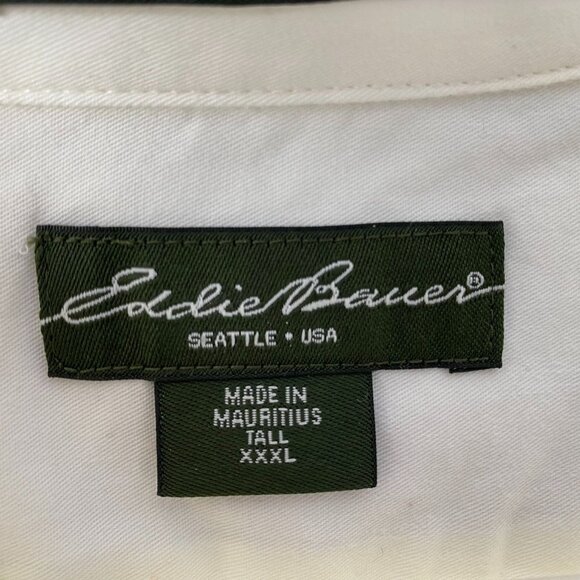 Eddie Bauer Mens Shirt 3XLT Relaxed Fit Cotton Short Sleeve Casual White - Picture 14 of 16